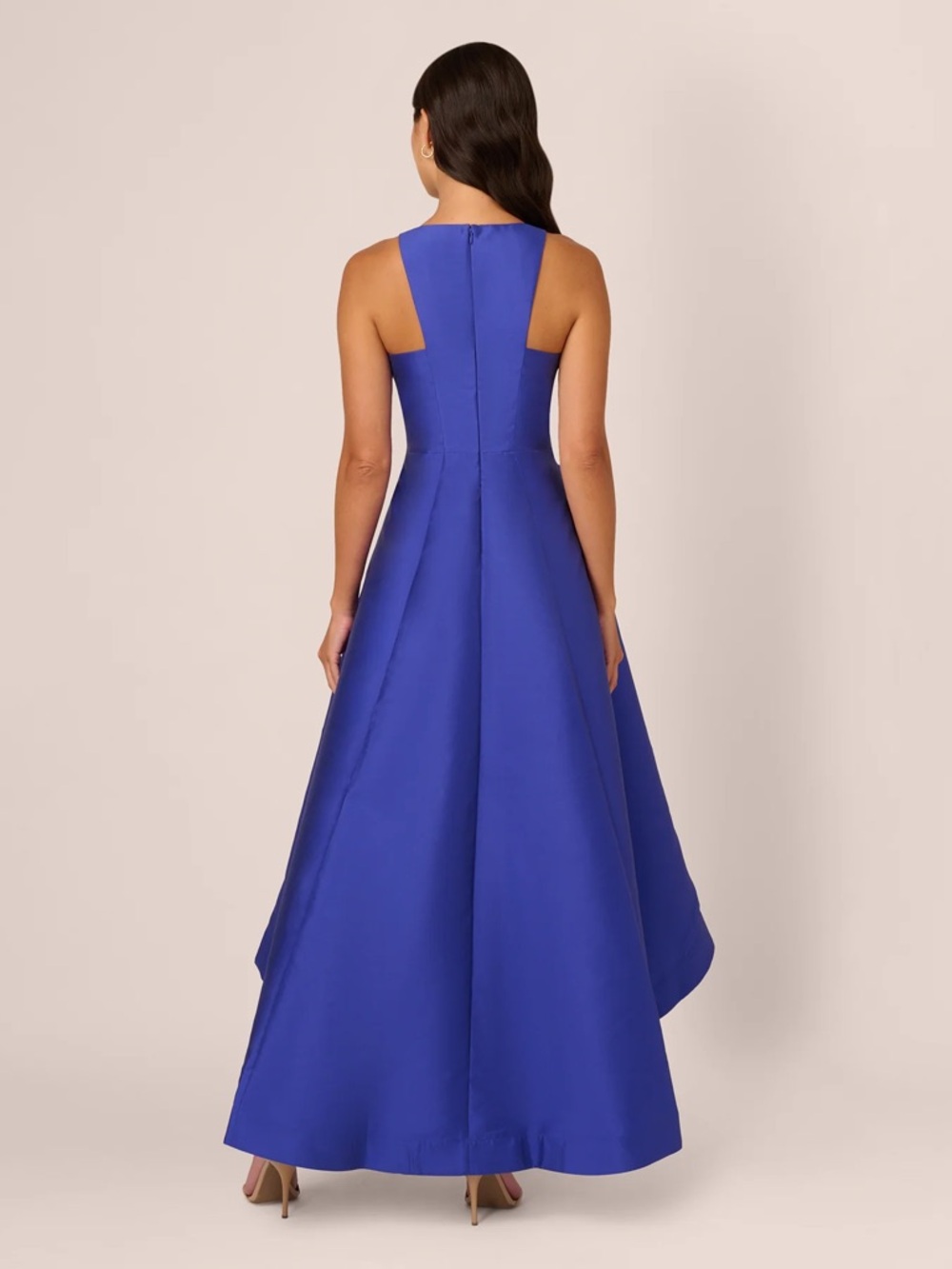 Adrianna Papell Bead Mikado High Low Dress In Ultra Blue Size 12 NWT - Picture 2 of 8